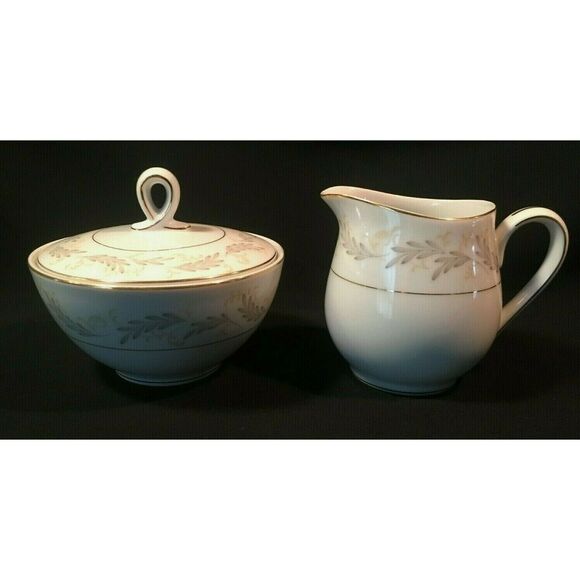 SALE Mikasa Yellow n Gray Sugar Bowl n Creamer Set - Picture 1 of 12